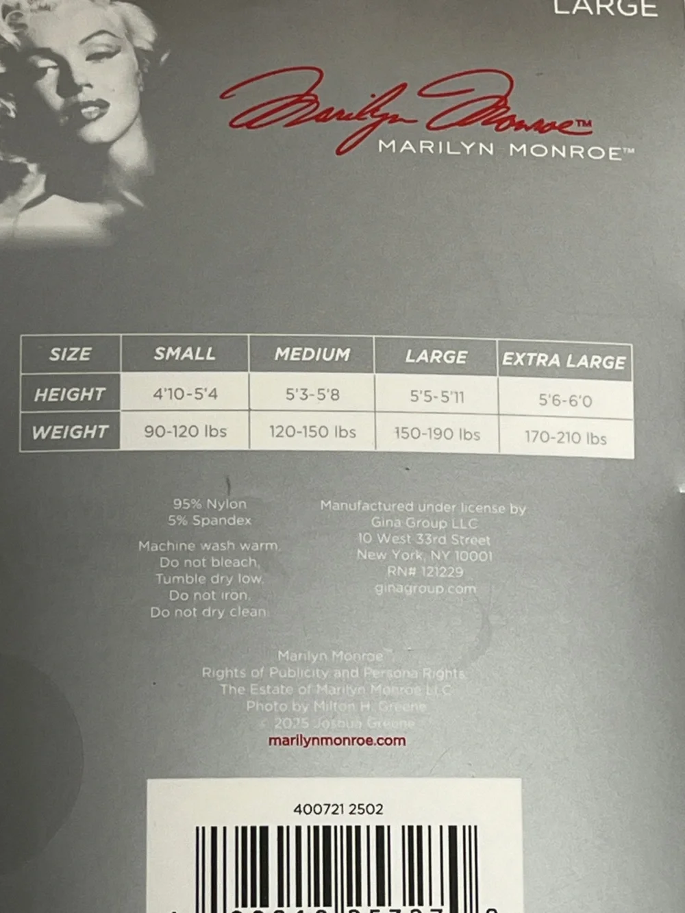 Marilyn Monroe Opaque Tights Black Large L NWT Hosiery